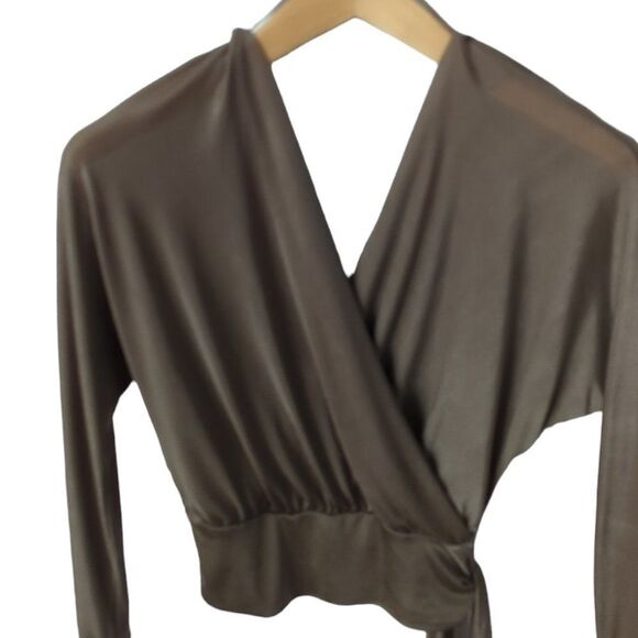 Dynamite Shiny Tie-Front Wrap Top - Picture 6 of 7